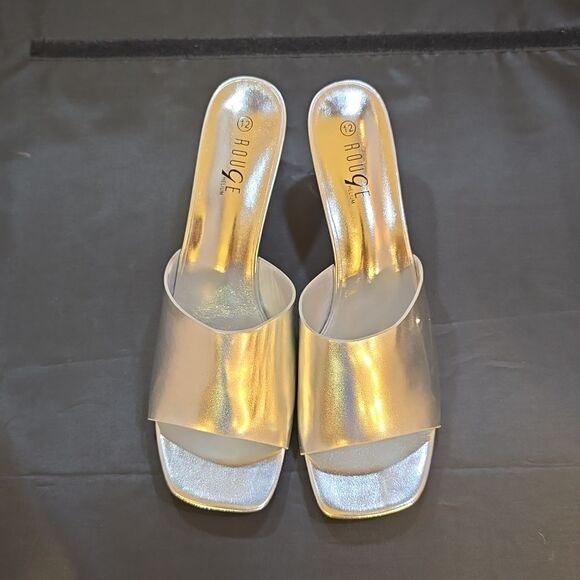 BRAND NEW ROUGE HELIUM CLEAR BLOCK-HEEL SLIP-ON SQUARE TOE SANDAL - Picture 2 of 16